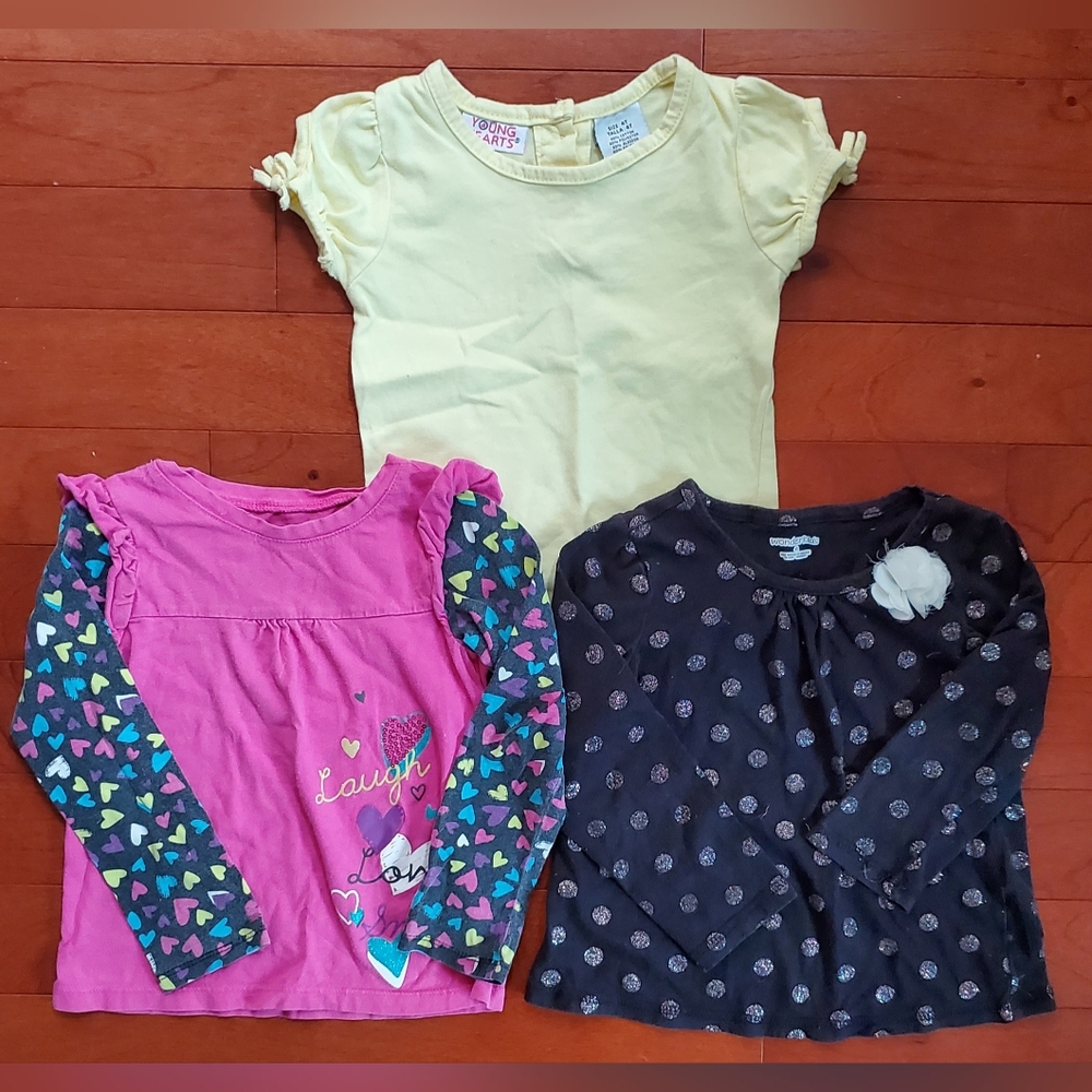 Yellow, Pink, and Black Kids Shirts Set Size 4T